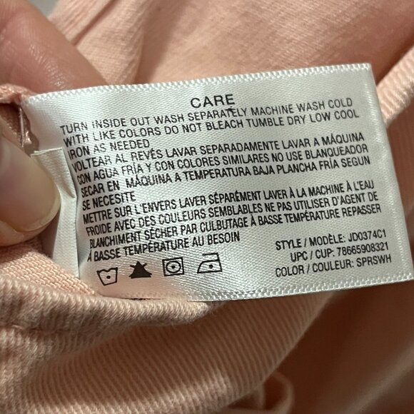 Jordache Peachy Pink Tie Front Overalls Casual Colourful Denim Women’s Small - Picture 9 of 11